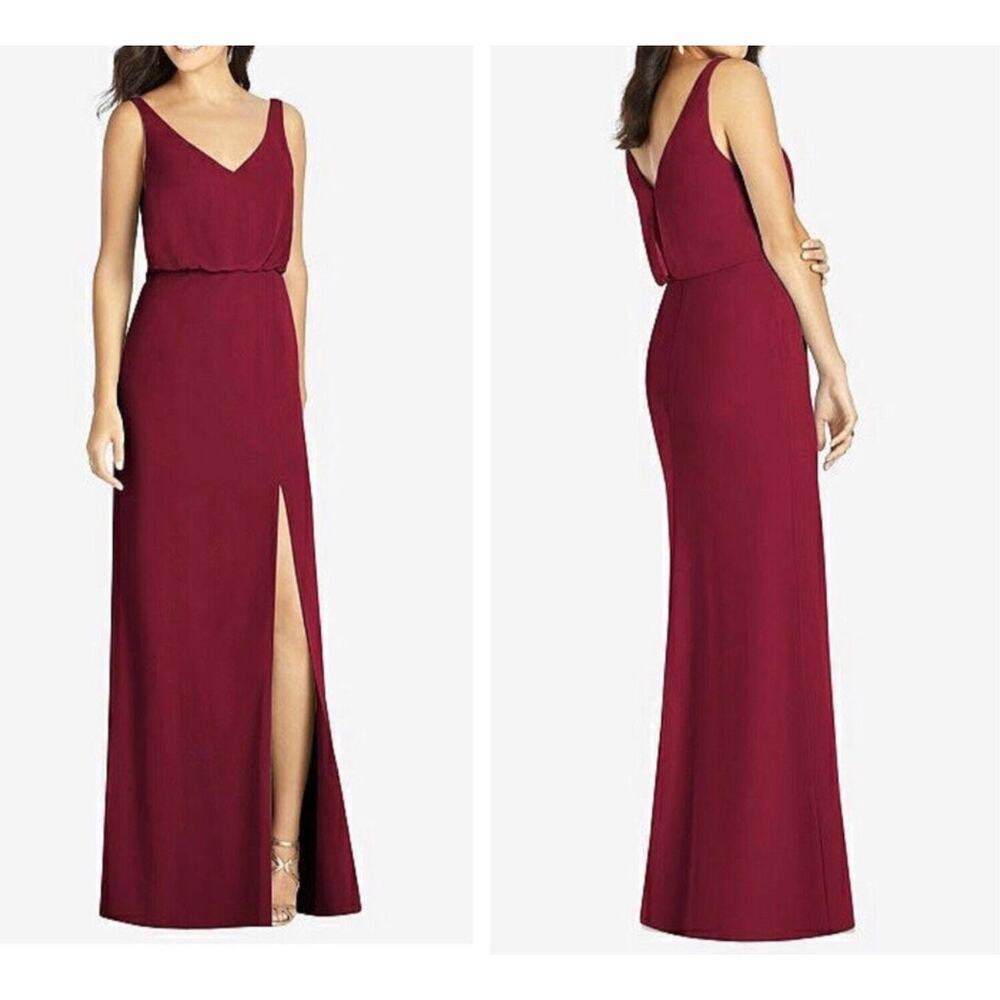 NWT‎ THREAD Bridesmaid Ines Chiffon Sleeveless Gown
Burgundy Dessy Size 12 R